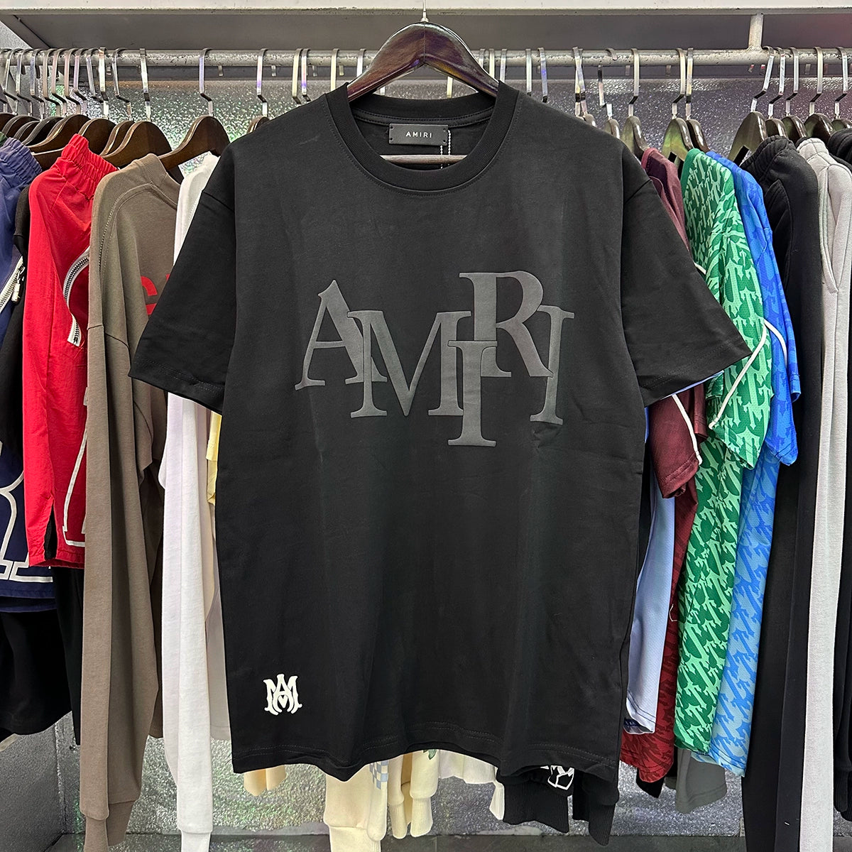 Amiri Niche Style Maychao T-shirt High Street Men and Women Couple Foam Retro Loose Print Trendy American Fashion Brand Short Sleeve