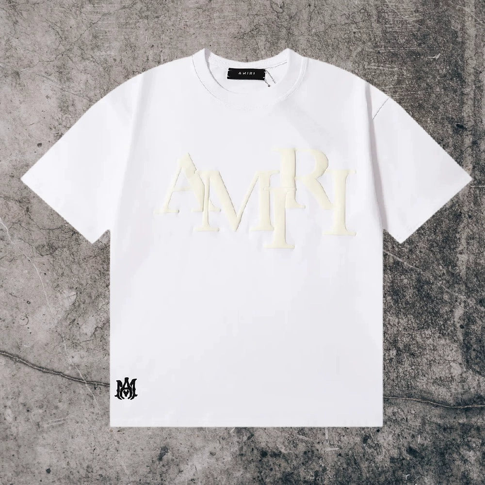 Amiri Niche Style Maychao T-shirt High Street Men and Women Couple Foam Retro Loose Print Trendy American Fashion Brand Short Sleeve
