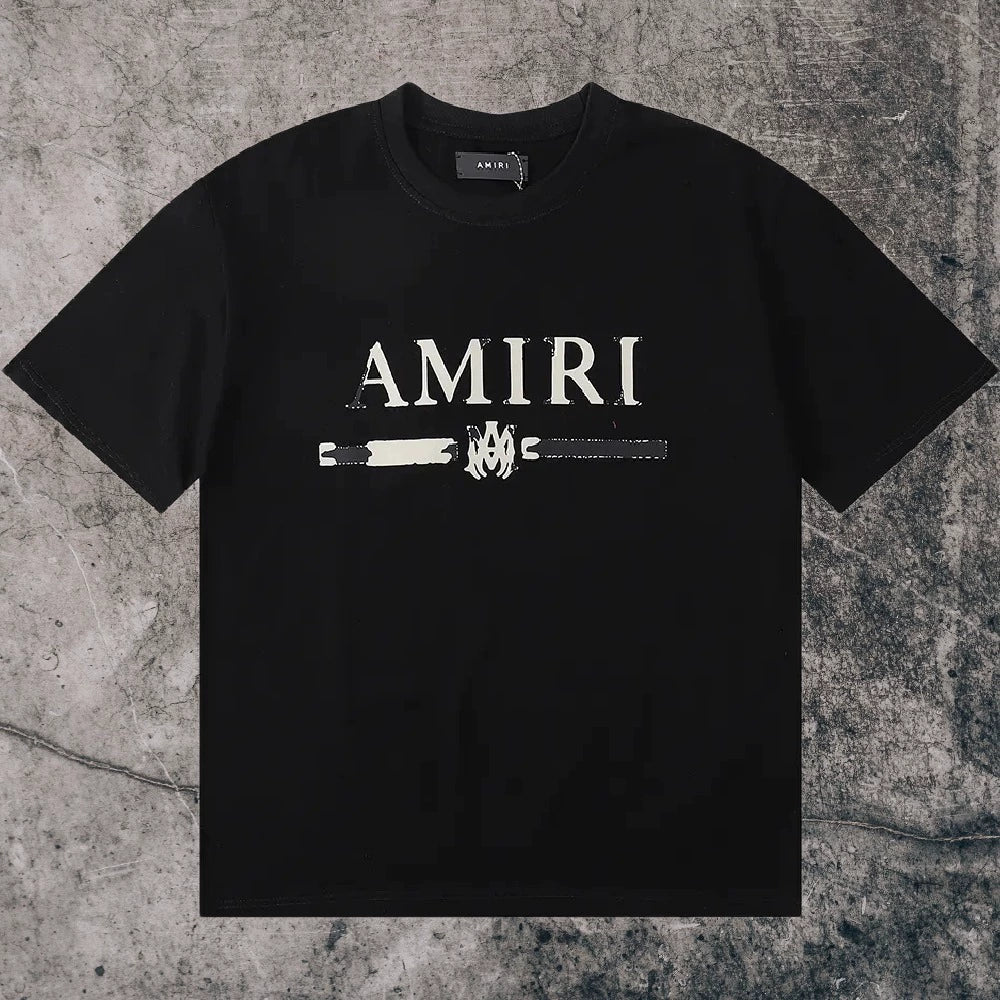 Amiri Niche Style Maychao T-shirt High Street Men and Women Couple Foam Retro Loose Print Trendy American Fashion Brand Short Sleeve