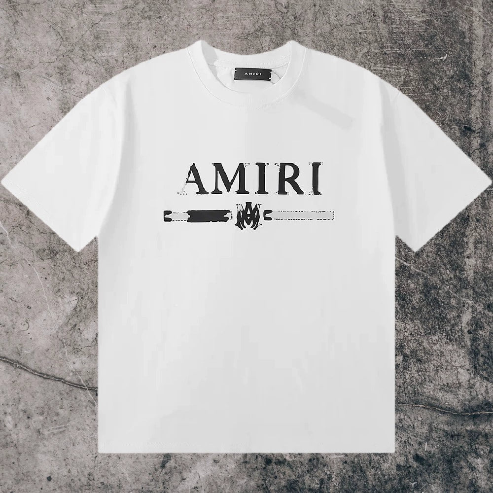 Amiri Niche Style Maychao T-shirt High Street Men and Women Couple Foam Retro Loose Print Trendy American Fashion Brand Short Sleeve