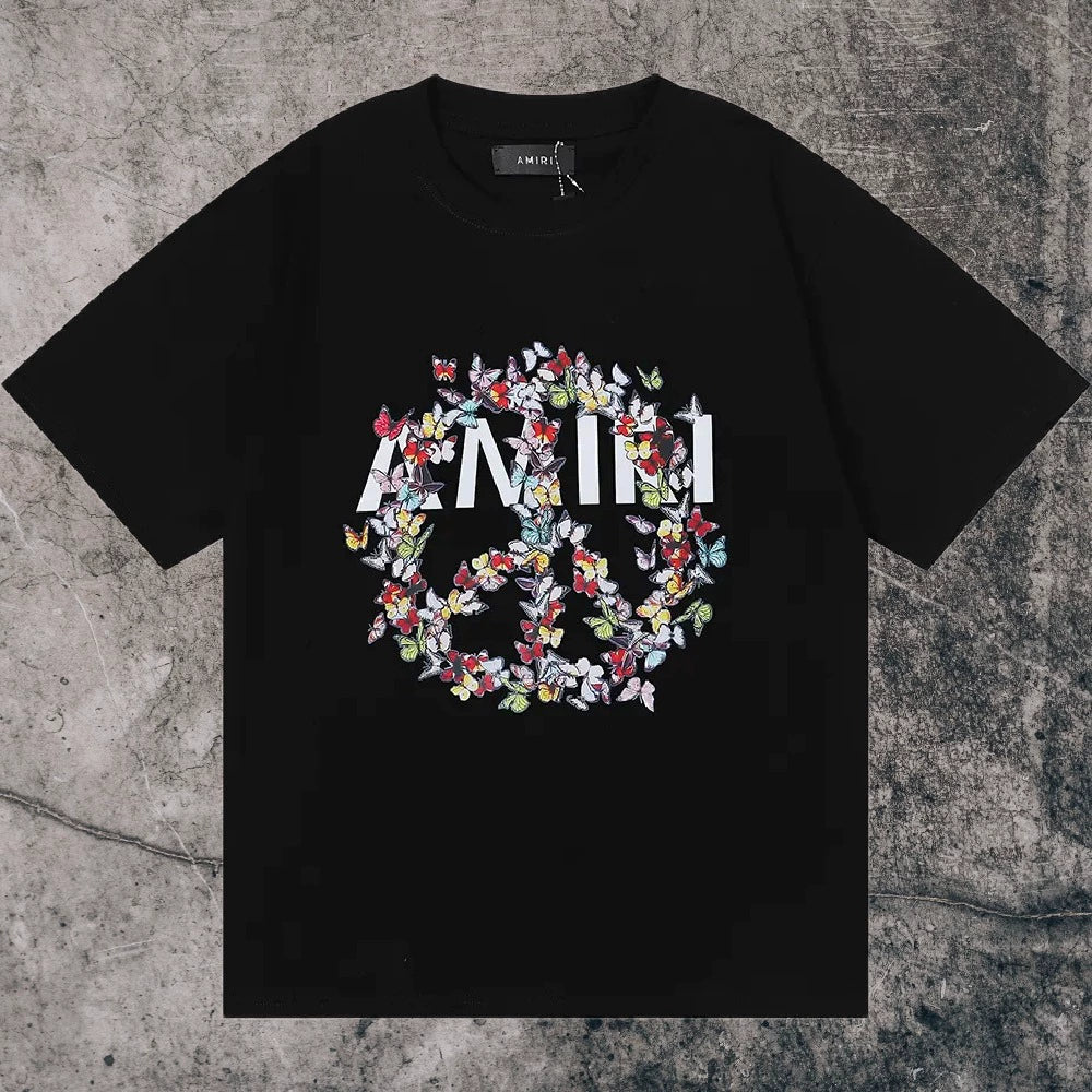 Amiri Niche Style Maychao T-shirt High Street Men and Women Couple Foam Retro Loose Print Trendy American Fashion Brand Short Sleeve