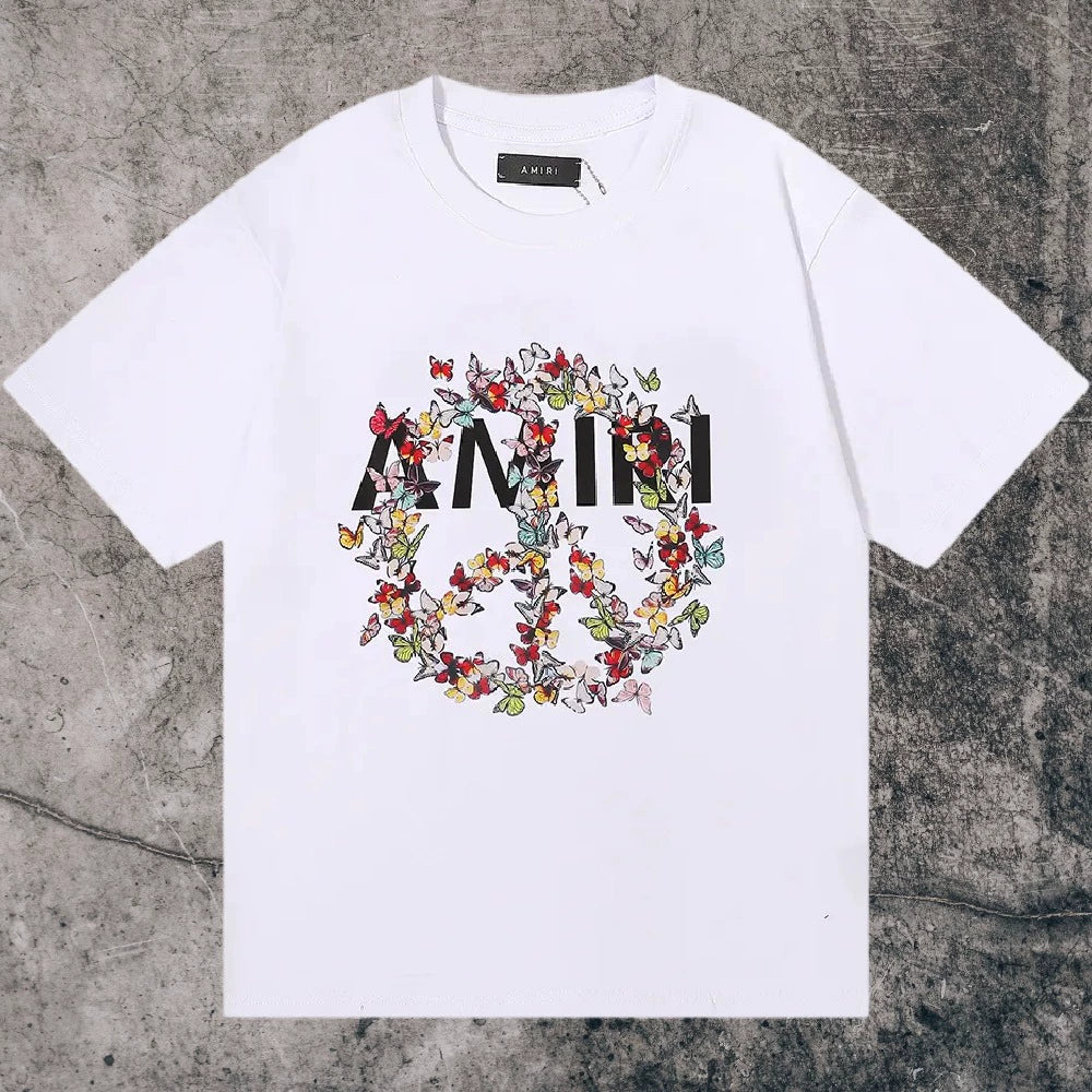 Amiri Niche Style Maychao T-shirt High Street Men and Women Couple Foam Retro Loose Print Trendy American Fashion Brand Short Sleeve