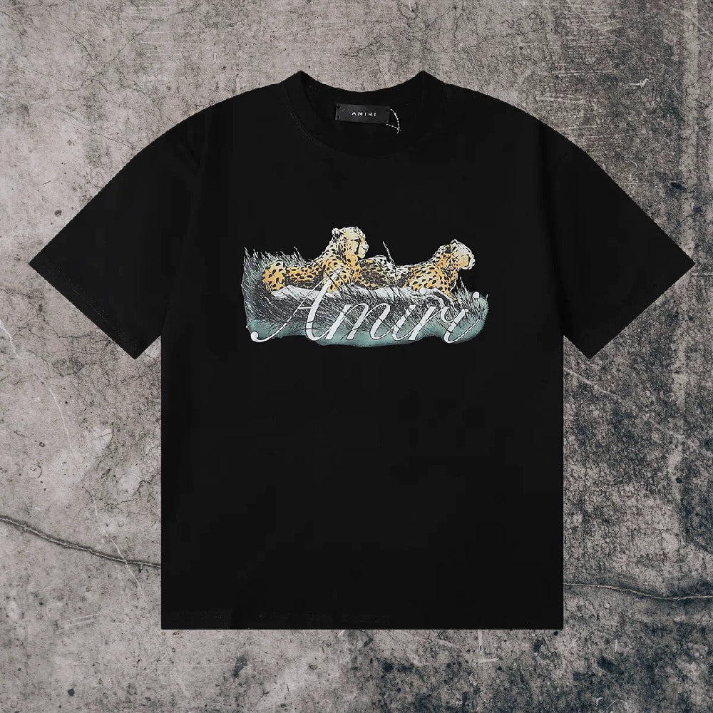 Amiri Niche Style Maychao T-shirt High Street Men and Women Couple Foam Retro Loose Print Trendy American Fashion Brand Short Sleeve