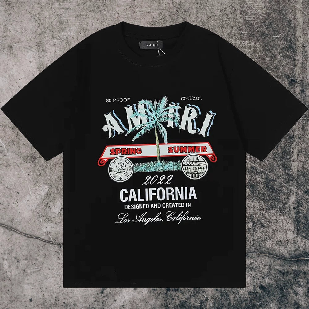 Amiri Niche Style Maychao T-shirt High Street Men and Women Couple Foam Retro Loose Print Trendy American Fashion Brand Short Sleeve