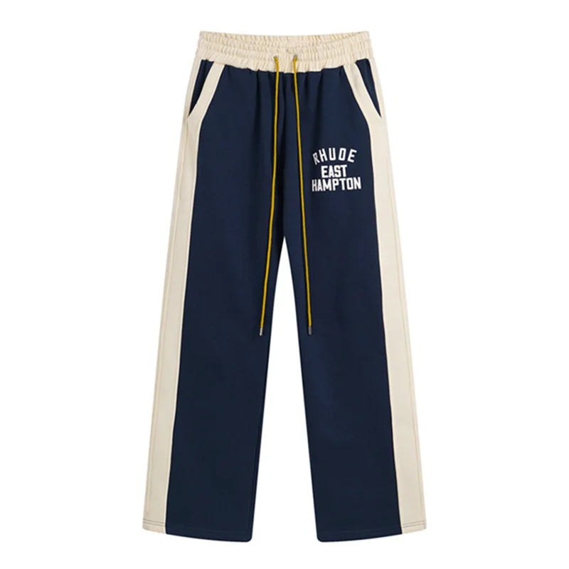 Rhude Half Zip Fleece Hoodie Set Men's Streetwear Autumn Winter Casual Pants Ensemble With Splice Trendy Brand