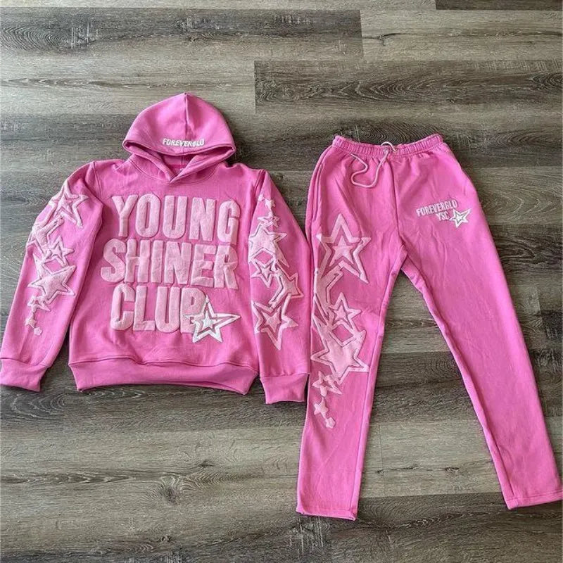 Young Shiner Club Hoodie Women Harajuku Long Sleeve Oversized Sweatshirt Hip Hop Loose Pocket Hooded Jacket Coat Streetwear Y2k clothes