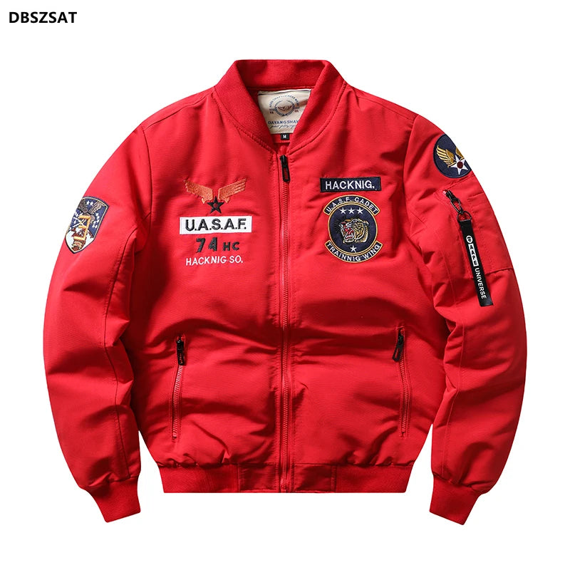 Hacknig Jacket Ma1 Air Force Pilot Casual New Arrival Military Style Men Thick Fleece Velvet Coat Winter Male Green Blue Khaki