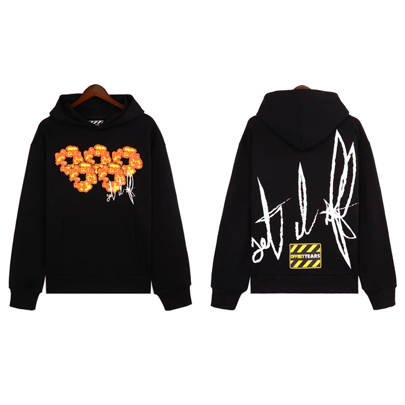 Denim Tears Offset Men Women Y2k Hoodies Retro Pullover Sweatshirt Streetwear Long Sleeeve Hip-hop Clothes Casual pants set