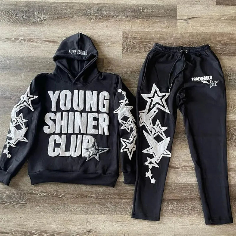 Young Shiner Club Hoodie Women Harajuku Long Sleeve Oversized Sweatshirt Hip Hop Loose Pocket Hooded Jacket Coat Streetwear Y2k clothes