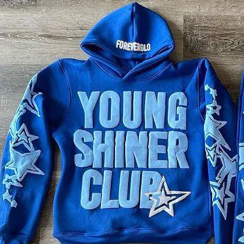 Young Shiner Club Hoodie Women Harajuku Long Sleeve Oversized Sweatshirt Hip Hop Loose Pocket Hooded Jacket Coat Streetwear Y2k clothes