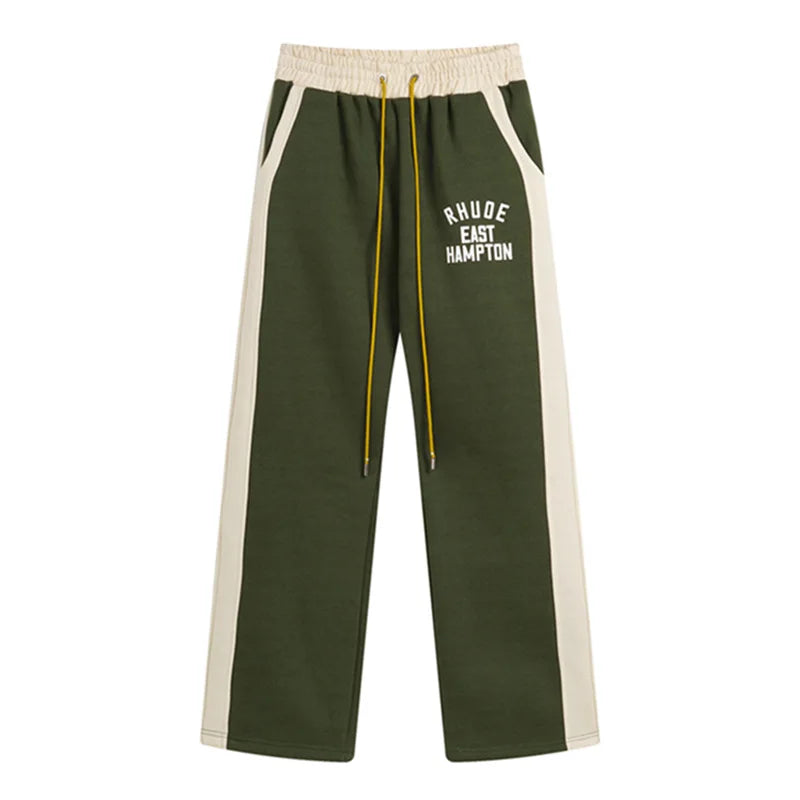 Rhude Half Zip Fleece Hoodie Set Men's Streetwear Autumn Winter Casual Pants Ensemble With Splice Trendy Brand