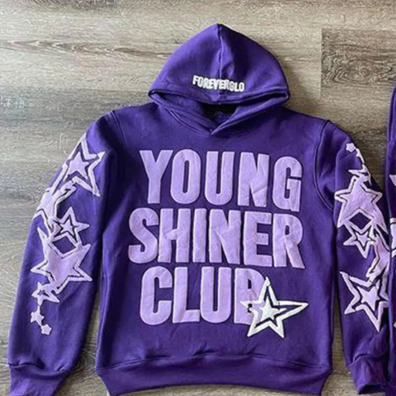 Young Shiner Club Hoodie Women Harajuku Long Sleeve Oversized Sweatshirt Hip Hop Loose Pocket Hooded Jacket Coat Streetwear Y2k clothes