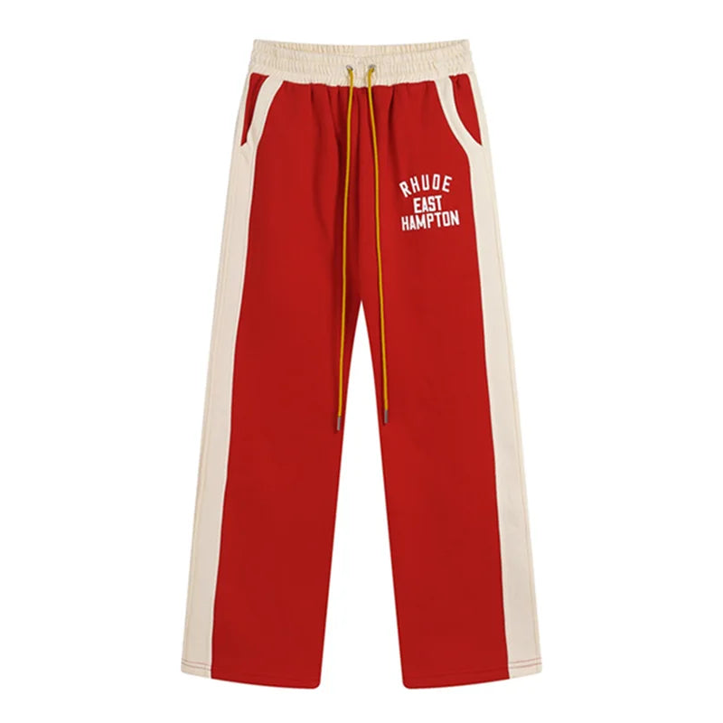 Rhude Half Zip Fleece Hoodie Set Men's Streetwear Autumn Winter Casual Pants Ensemble With Splice Trendy Brand