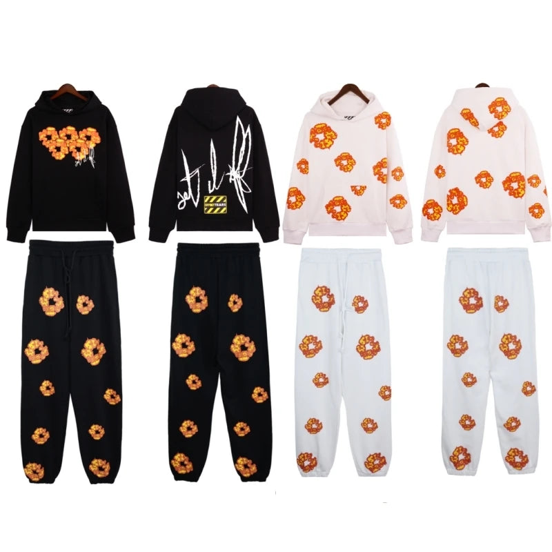 Denim Tears Offset Men Women Y2k Hoodies Retro Pullover Sweatshirt Streetwear Long Sleeeve Hip-hop Clothes Casual pants set