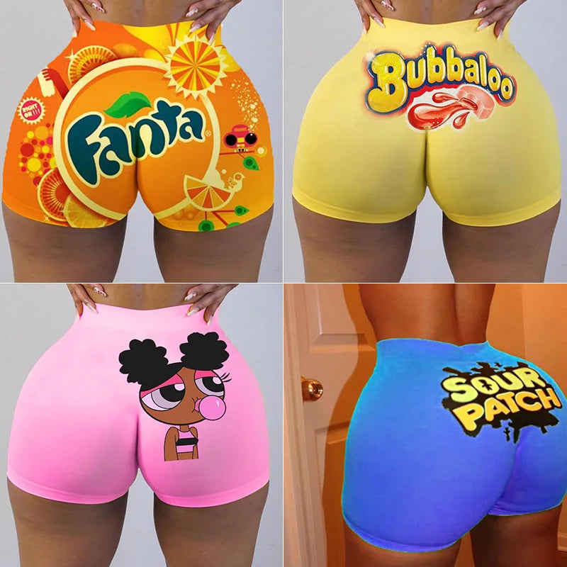 Plus Size Sexy Women's Biker Shorts Fashion 2021 Summer Clothes For Women High Waist Sweat Pants Fitness Fanta Booty Shorts